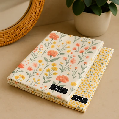 Microfiber Glass and Mirror Cloths - Floral Harmony, Set of 4