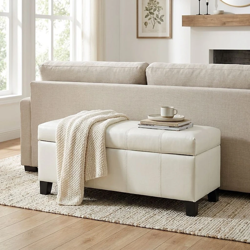 Sunder Storage ottoman - White