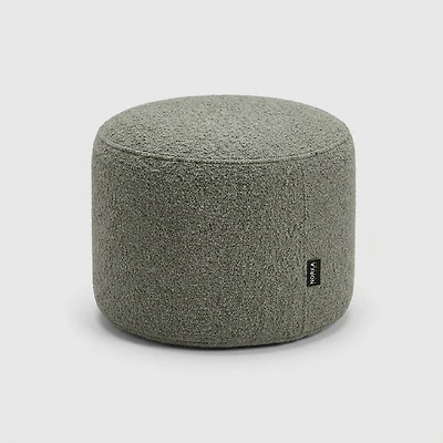 Bouclé Round Ottoman - Sage