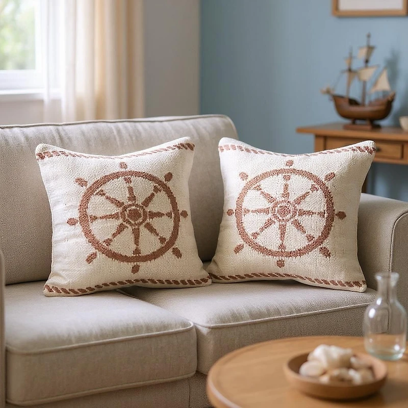 Captain's Voyage Cushion, Set of 2 - Mocha
