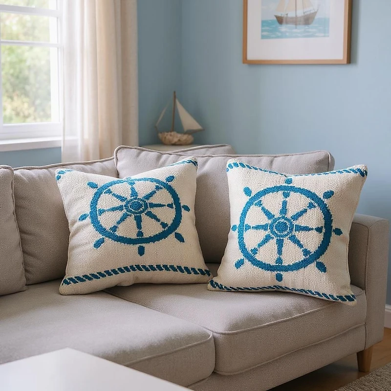 Captain's Voyage Cushion, Set of 2 - Blue
