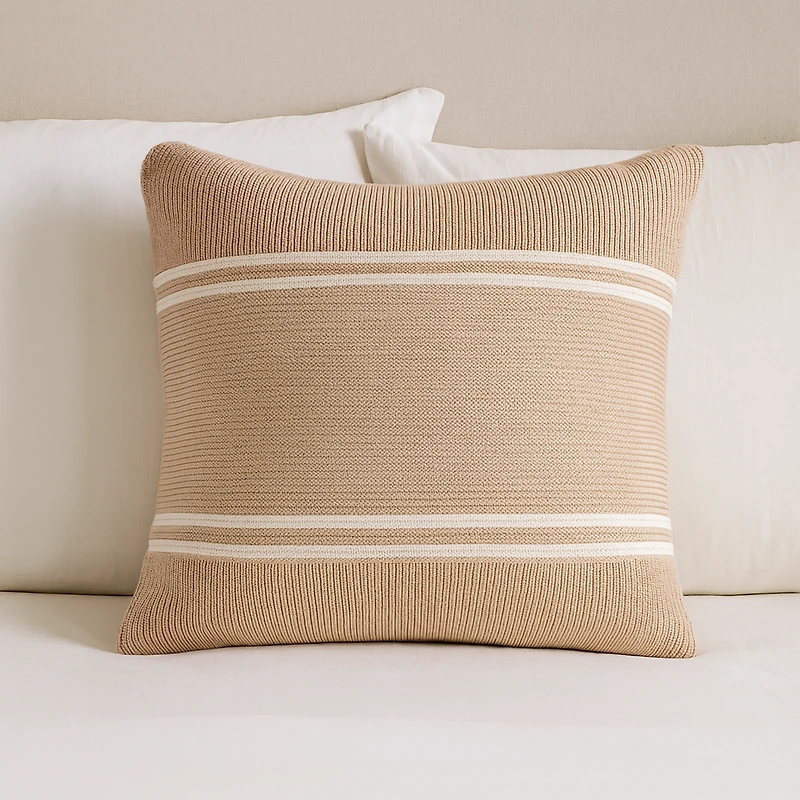 Brunelli Hudson Taupe Knit Decorative Pillow