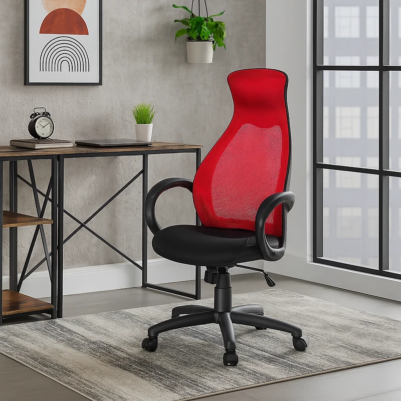 Chaise de Bureau  « Milan » - Noir/Rouge