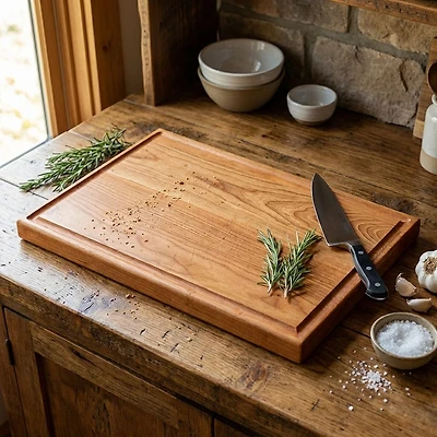 Planche à découper réversible en bois de cerisier avec rainure po par Chop Chop