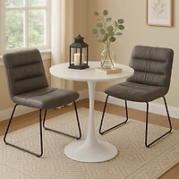 Ensemble de salle à manger rond avec chaises grises, ensemble de 3 - Blanc