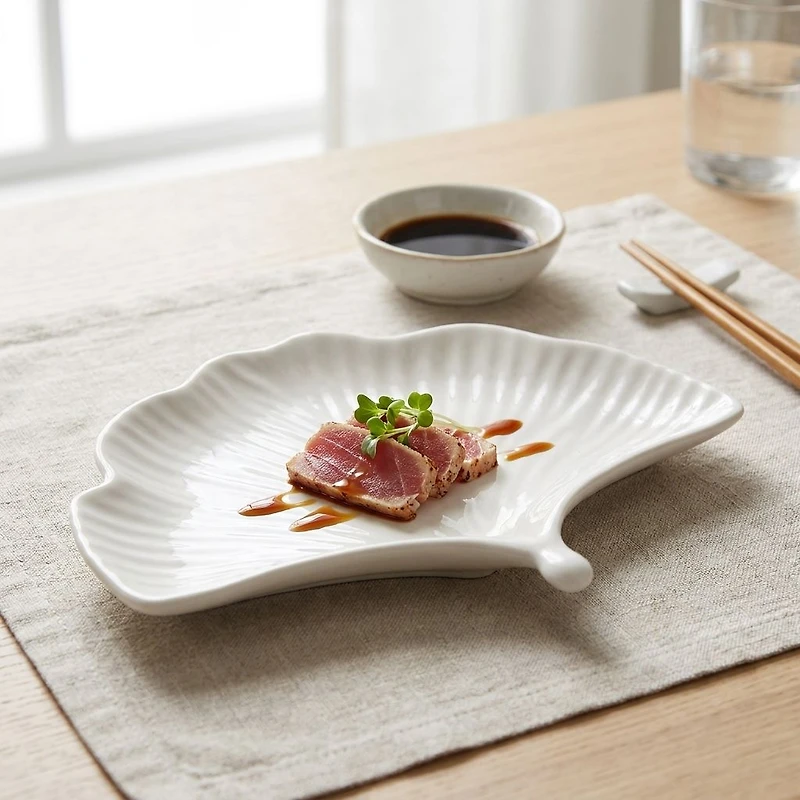 Heirloom Ginkgo Assiette en forme d'huître - 6 po