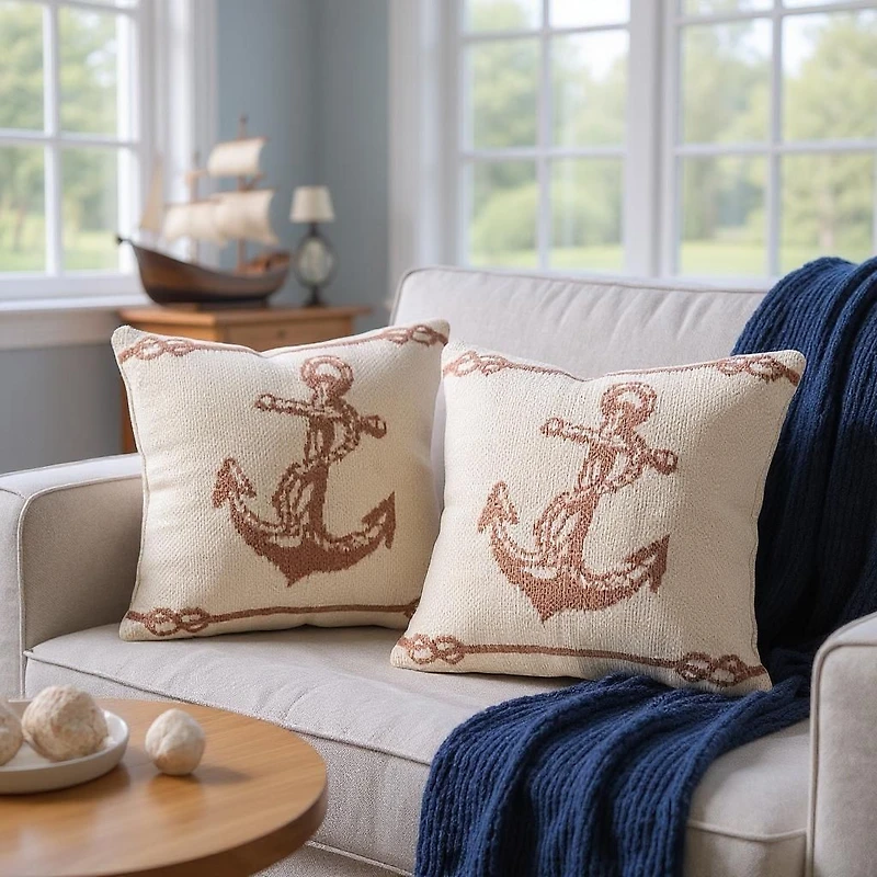 Anchored Cushion, Set of 2 - Mocha