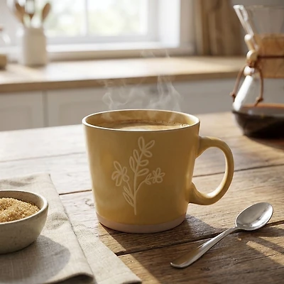 Tasse conique avec fleurs, 550 ml - Beige
