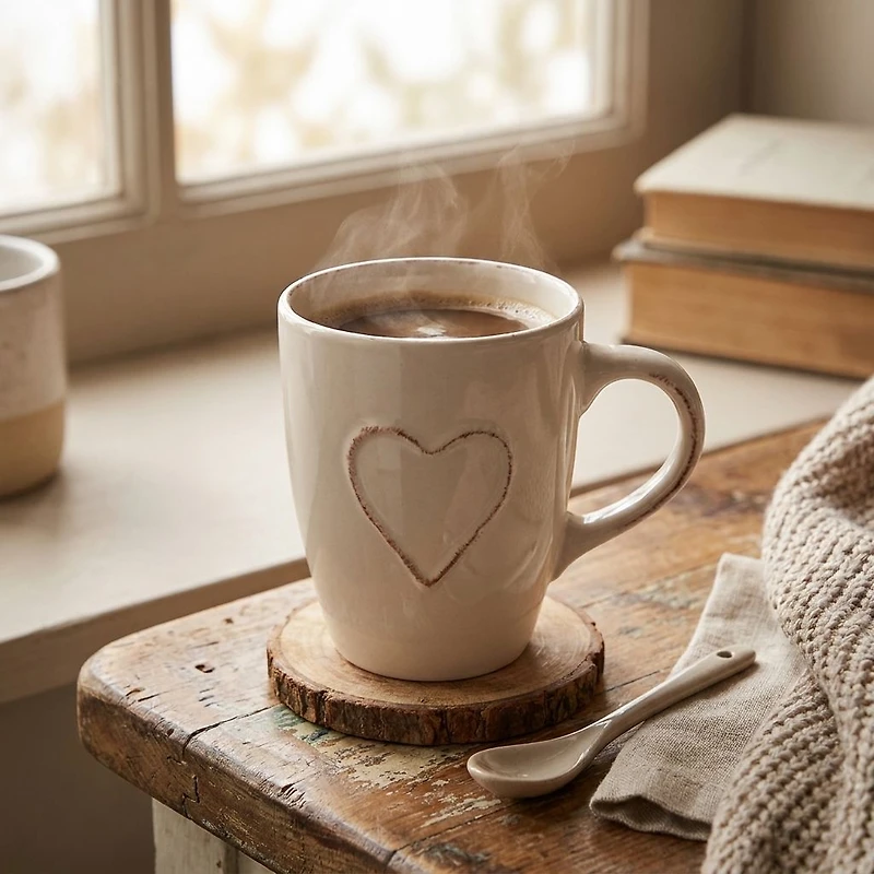 Tasse Coeur - 330 ml, Crème