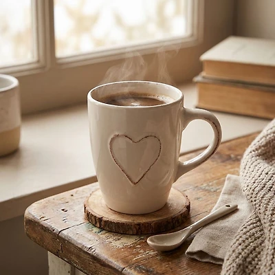Tasse Coeur - 330 ml, Crème