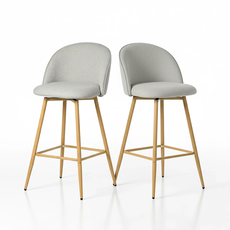 Ensemble de 2 tabourets de bar pivotants en tissu - Beige