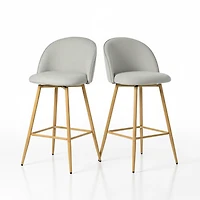 Ensemble de 2 tabourets de bar pivotants en tissu  - Beige