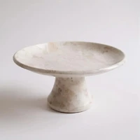 Plateau de service en marbre sur pied - Beige