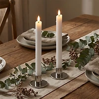 LED White Wax Dinner Candles, Pack of 2 - Warm White
