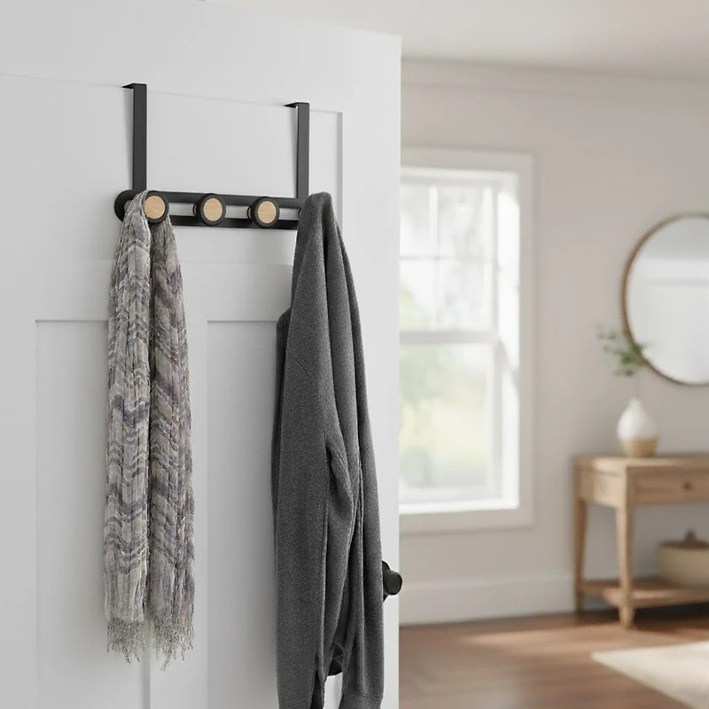 Metal Door Hanger 4 Hooks -Black