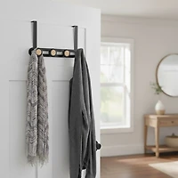 Metal Door Hanger 4 Hooks -Black