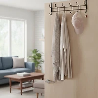 Metal Door Hangar 6 Hook - Black