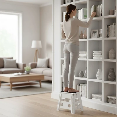 Plastic Step Stool Non-Slip - White