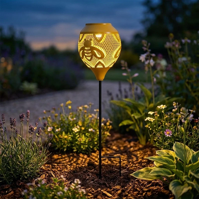 LED Solar Lamp, Yellow - Bee