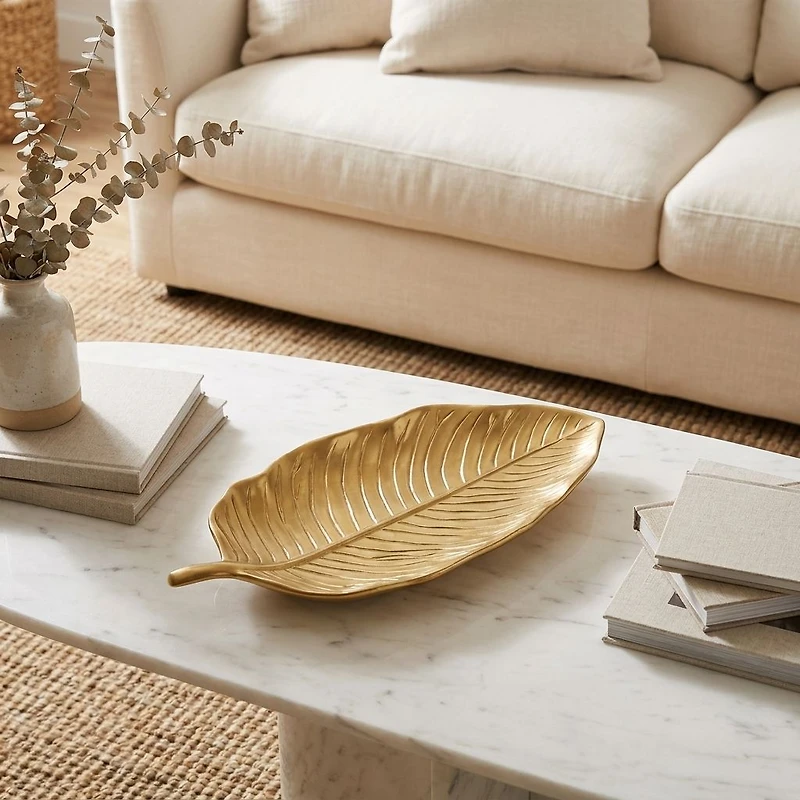 Leeber Elegance Plateau en forme de feuille, 17 po - Doré