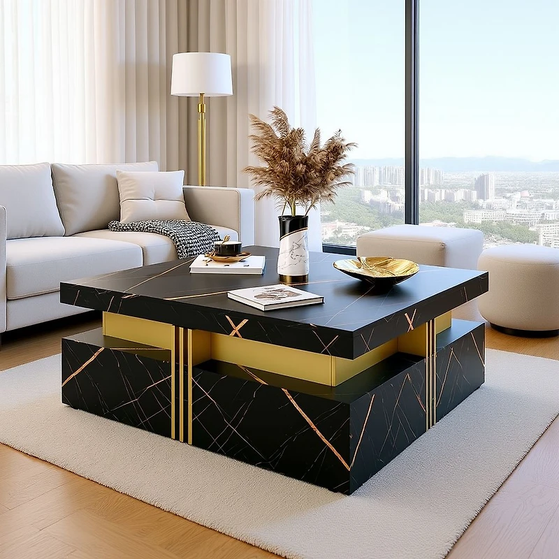 Table basse moderne avec 4 tiroirs