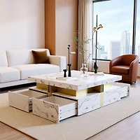 Table basse moderne de rangement avec 4 tiroirs - 43.3 po