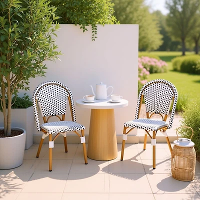 Ensemble de 2 chaises bistrot noir et blanc extérieur