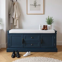 Storage Bench with 4 Doors and Adjustable Shelves