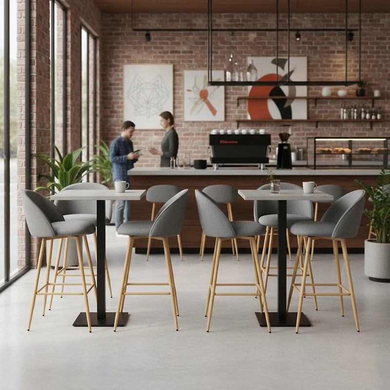 Modern Fabric Counter Barstools, Set of 4 - Grey