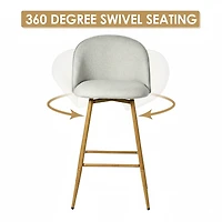 Modern Fabric Counter Barstools, Set of 4 - Beige