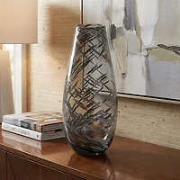 Black Glass Swirl Vase, 15"