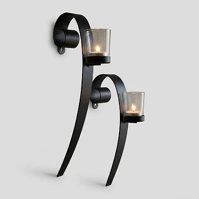 Wall Accent with Candles - Black, 13" x 2"