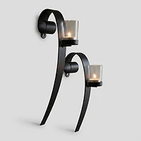 Wall Accent with Candles - Black, 13" x 2"