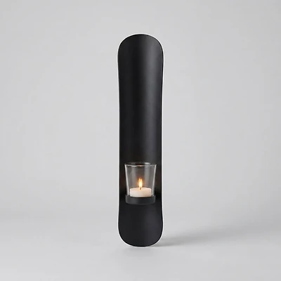 Wall Accent with Candles - Black, 3" x 16"