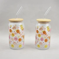 JS Gourmet Verres avec autocollants visages souriants, ensemble de 2