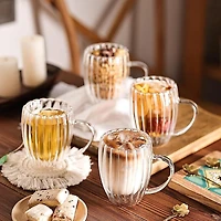 Ridge Double Wall Ribbed Mugs, Set of 2 - 350ml