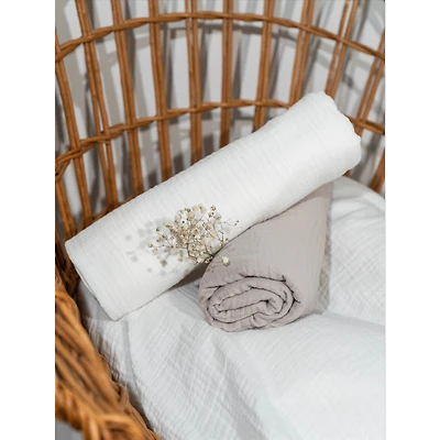 Baby Blankets, Set of 2 - White & Taupe