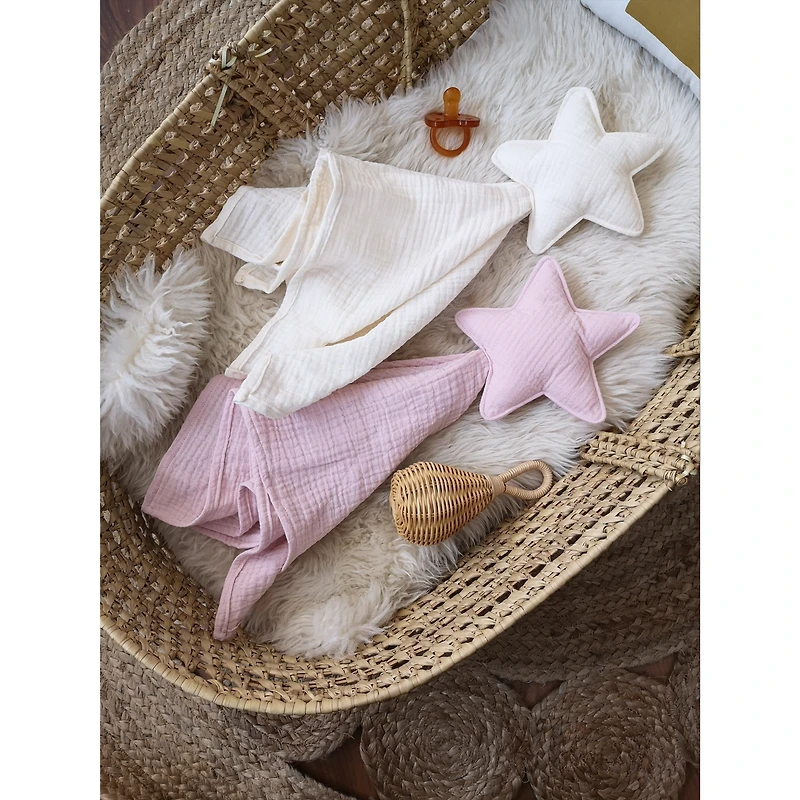 Baby Star Security Blanket, Set of 2 - White & Pink
