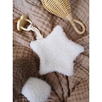 Mushroom and Star Pacifier Clips, Set of 2 - Brown and White