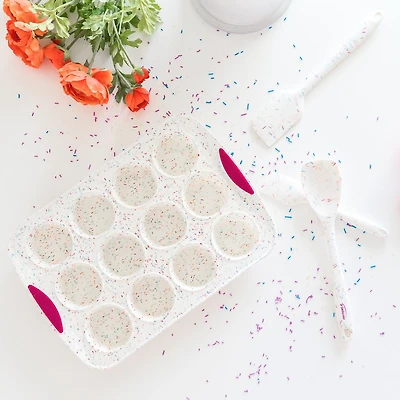 Trudeau Confetti Silicone Muffin Pan 12-Cup