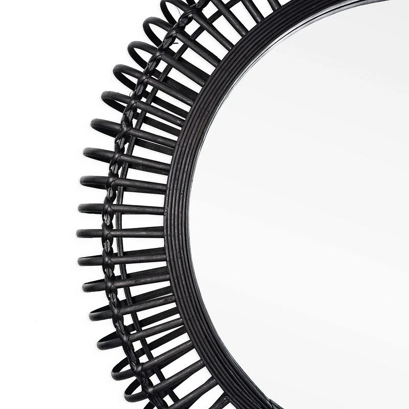 Miroir mural en bambou noir « Reina » - 31 po