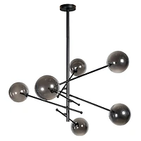 Javiern 6 Light Black Metal and Glass Sputnik Chandelier