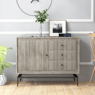 Camilo 3 Drawer Wood Accent Grey Cabinet