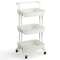 3-Tier Utility Cart Storage Rolling Cart, Casters - White