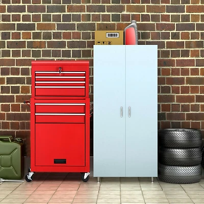 Coffre de rangement à roulettes, organiseur d'outils de garage - Rouge
