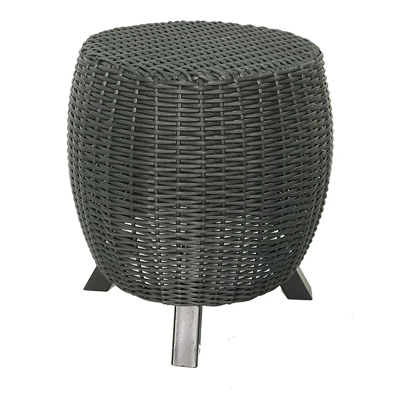 Lisa Wicker Stool End Table - Black