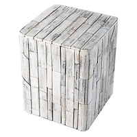 Tami Recycled Wood Stool End Table - White-Washed