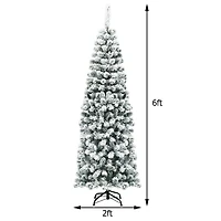 Arbre de Noël artificiel mince enneigé sans lumières – 6 pi