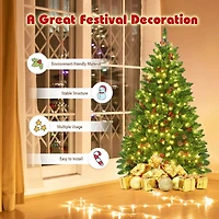 Pre-lit Hinged Christmas Tree with 300 LED Lights - 4.5 ft
