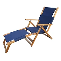 Chaise longue bleue portative avec repose-pieds
